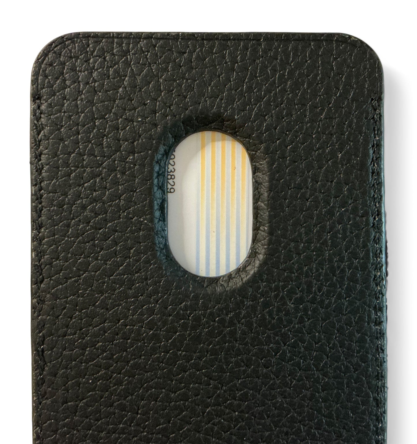 Genuine Leather, Magnetic Card Wallet with Elastic Strap (Black)